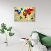 Leinwandbild, Bunte Weltkarte Vintage 