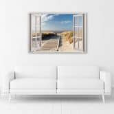 Leinwandbild, Fenstersteg am Strand 