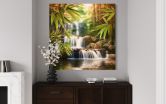 Leinwandbild Wasserfall Zen-Steine 