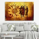 Leinwandbild 3-teilig, Afrika Sonnenblumen Gelb 
