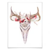 Poster Kvilis - Boho Skull Rote Blumen 