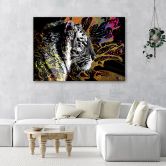 Leinwandbild, Tiger auf farbenfrohen Hintergrund 