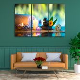 Impression sur toile en 3 parties, bougie zen 