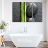 Leinwandbild 3-teilig, Steine Bamboo Zen Spa 