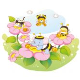 Wandtattoo Die vier Tierfreunde - Honigsammler 