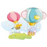 Wandtattoo Die vier Tierfreunde - Ballonfahrt 