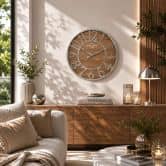 Horloge murale MDF industrielle avec grands chiffres gris Ø50cm 