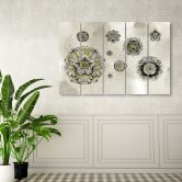 Leinwandbild 5 teilig, Florale geometrische Formen 