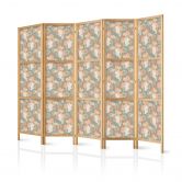 Japanischer Paravent, Raumteiler freistehend, Trennwand - Little Bouquets of Exotic Flowers 