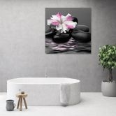 Leinwandbild, Steine ​​rosa Blume Zen 
