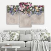 Leinwandbild 3 teilig, Blumen überwachsen 