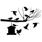 Wandtattoo Ast mit Vogelhaus 