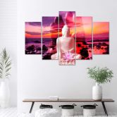 5-delige canvas print, Boeddha zonsondergang zee 