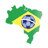 Wandtattoo Brasilien Karte mit Fußball 