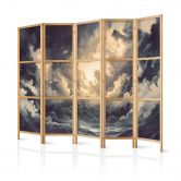 Japanischer Paravent, Raumteiler freistehend, Trennwand - Epic Light Play: Sun Battling Over Clouds 