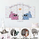 Wandbild 5-teilig, Zwei Katzen Tiere 