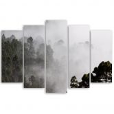 Leinwandbild 5 teilig, Wald im Nebel 