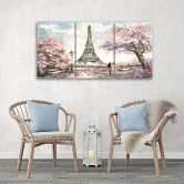Leinwandbild 3-teilig, Eiffelturm Pastellfarben Rosa 