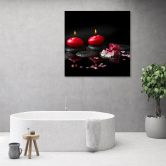Leinwandbild, Rote Kerzen Zen Stones 