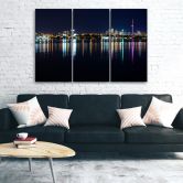 Leinwandbild 3-teilig, New York Skyline Nacht 