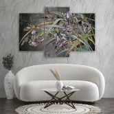 Leinwandbild 3 teilig, Iris Blumen im Wind 