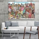 Leinwandbild 3 teilig, Fröhliche Stadt 