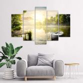 Leinwandbild 5 teilig, Sonnenaufgang See 