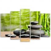 Leinwandbild 5 teilig, Zen Spa Bambus Steine 