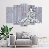 Leinwandbild 5 teilig, Traditioneller japanischer Geisha 