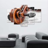 Leinwandbild 5 teilig, Noten für Violine 
