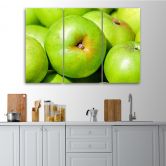 Leinwandbild 3-teilig, Äpfel Grün 