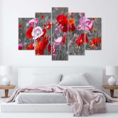Leinwandbild 5 teilig, Roter Klatschmohn 