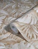 Vliestapete mit strukturiertem Blattmotiv beige Floral 