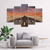 Leinwandbild 5 teilig, Route 66 Road Landschaftsbild 