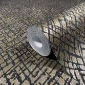 Vliestapete mit glänzendem Gitter Motiv schwarz, gold Struktur 