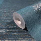 Papier peint intissé à rayures et lignes fines bleu, turquoise structure 