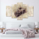 Leinwandbild 5 teilig, Rose Blume Beige Natur 