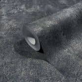 Vliestapete in leicht glänzender Betonoptik schwarz Uni 
