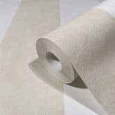 Vliestapete mit Blockstreifen weiß, beige Struktur 