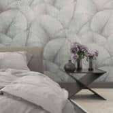 Vliestapete mit großem Blattmotiv grau, blau Floral 
