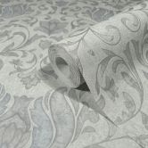 Vliestapete mit Blumen, Blätter ornamental glänzend grau, beige Floral 
