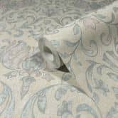 Vliestapete mit Blumen, Blätter ornamental glänzend beige Floral 