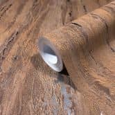 Vliesbehang met glanzende grove structuur bruin pleisterlook 