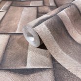 Vliestapete mit Holzmotiv geometrisch grau, braun 3D-Optik 