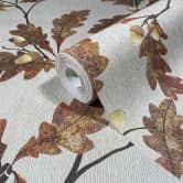 Vliestapete mit Blattmotiv mit Kastanien grau, braun Floral 