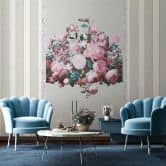 Fototapete Blumenmotiv Floral Klassisch, Romantisch matt in Grau 2,70 x 1,59m 