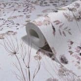 Non-woven wallpaper flowers, leaves floral nature matt in gray  