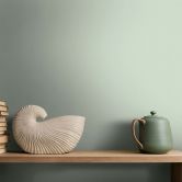 Non-woven wallpaper textured plain modern matt in green  