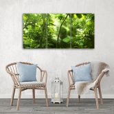Leinwandbild 3-teilig, Waldblätter Grün 