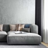Non-woven wallpaper concrete look metal look modern glossy in silver  